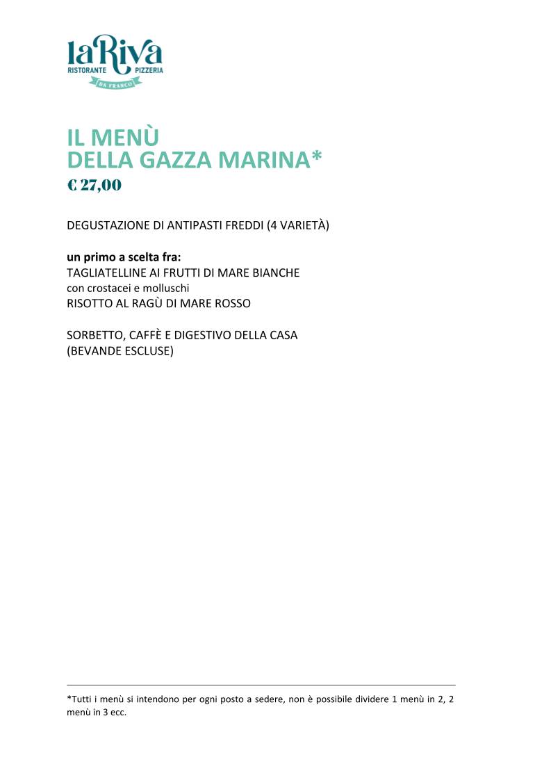 Menu di La Riva da Franco 
