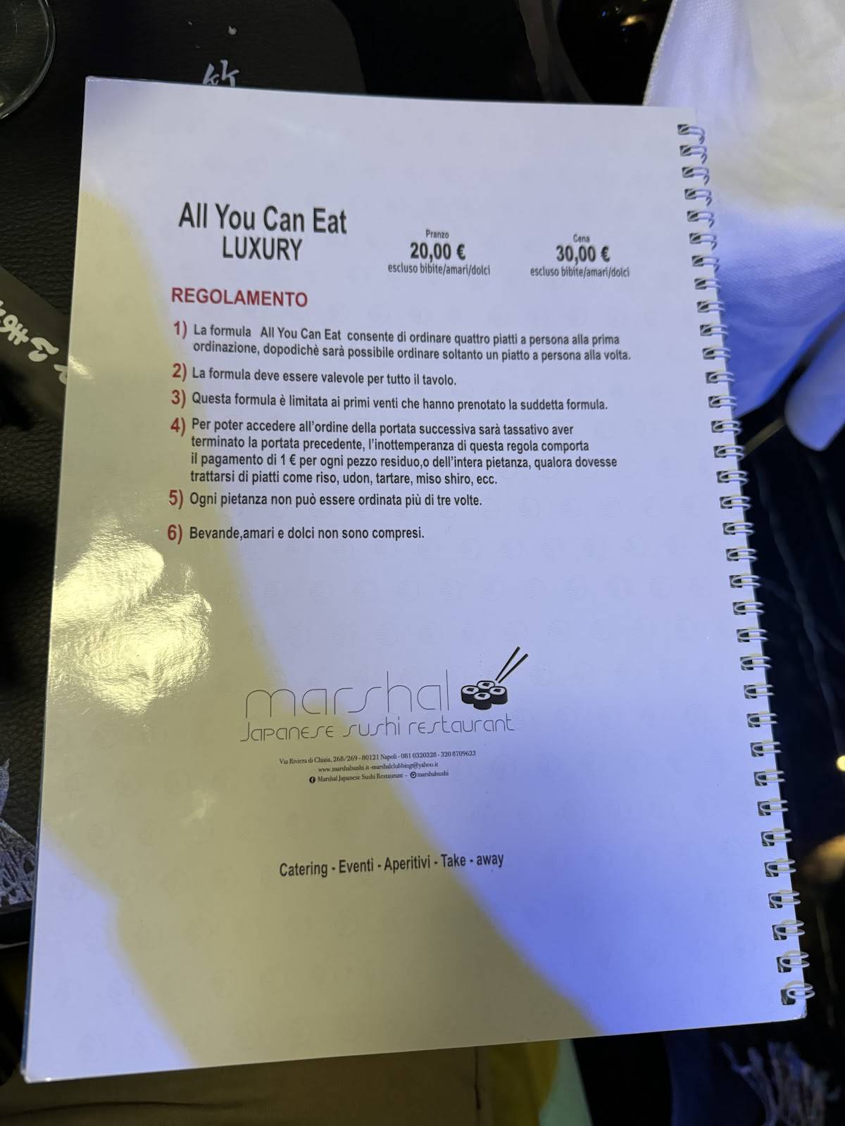 Menu di Marshal Sushi 
