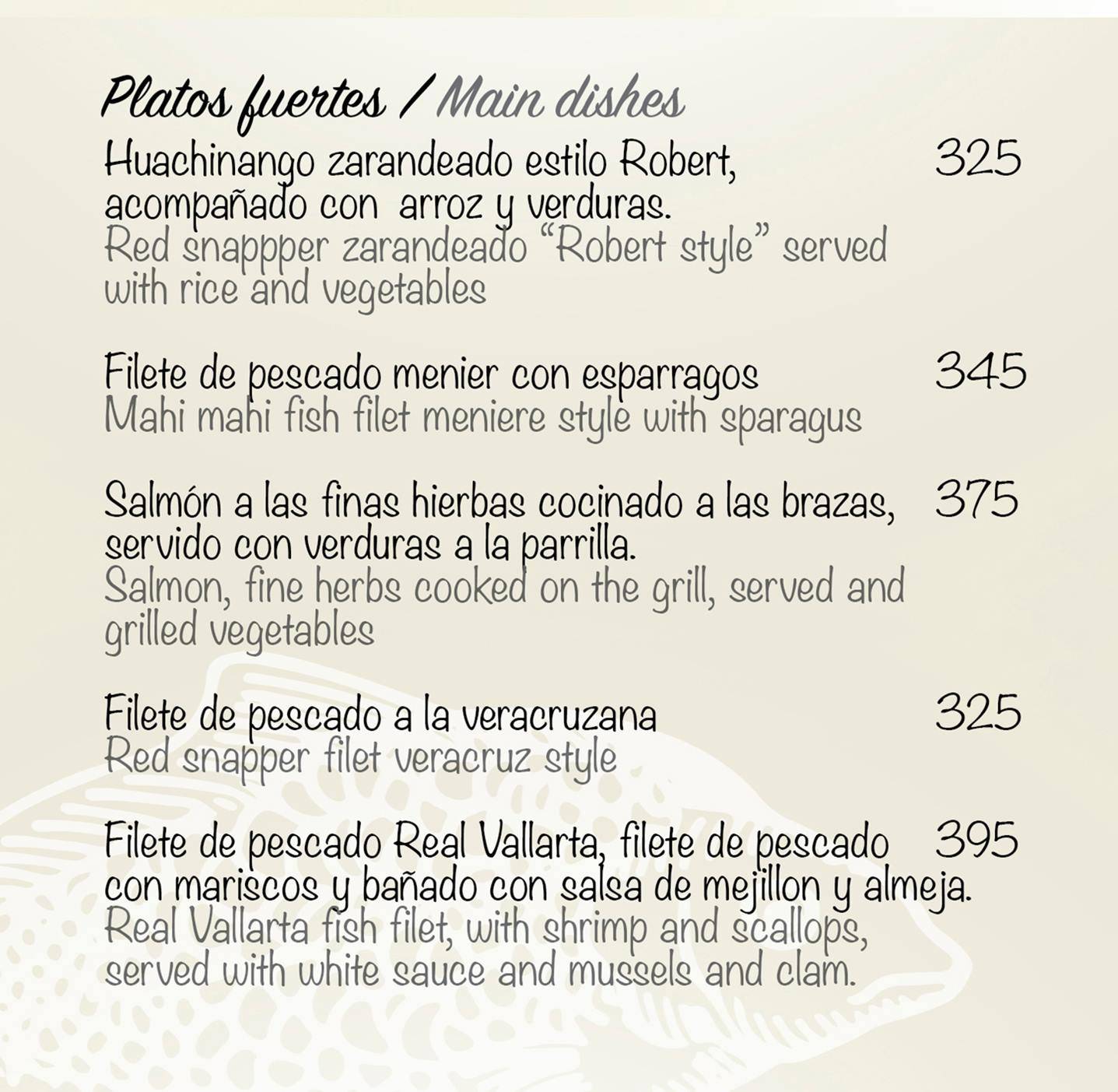 Menu at Martini en Fuego Grill Restaurant, Puerto Vallarta