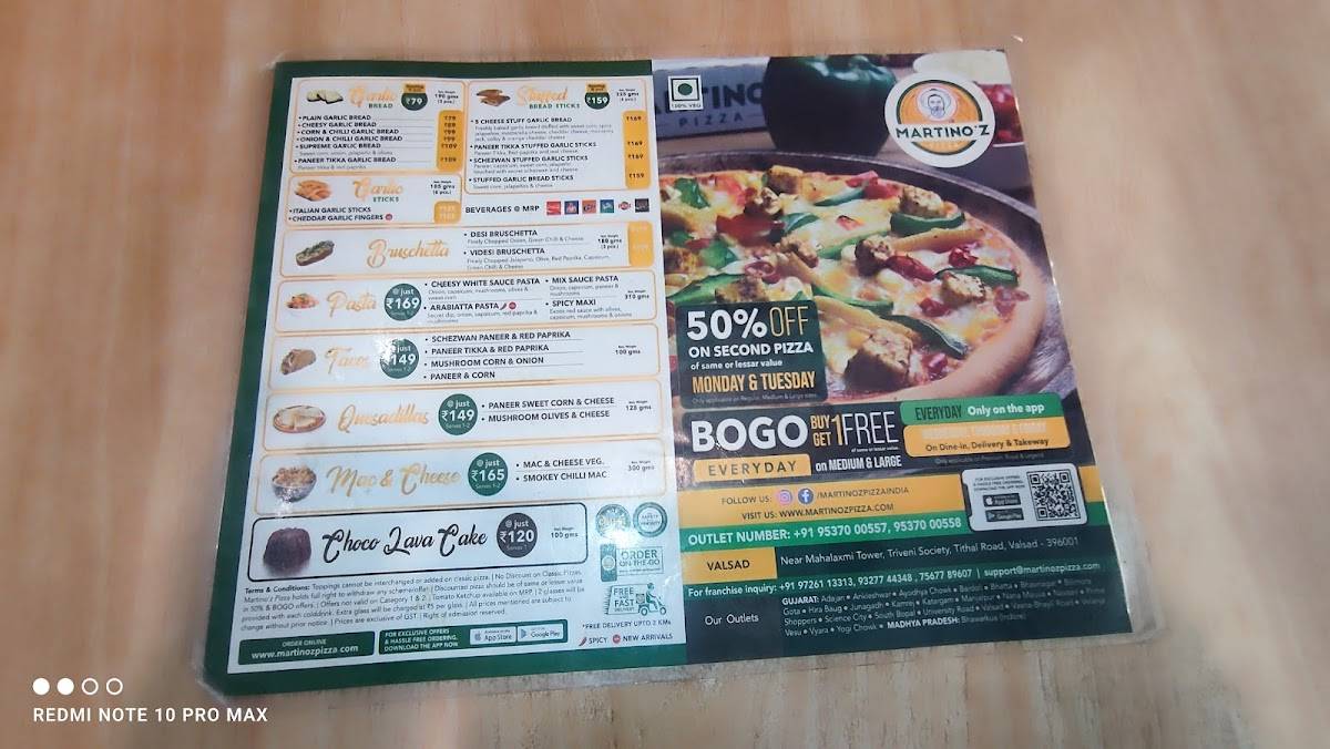 Martino'z Pizza Tithal Road Valsad menu