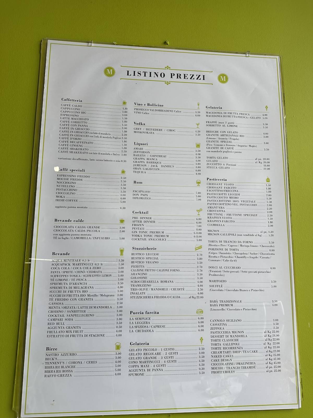 Menu di Martinucci Laboratorio Otranto 