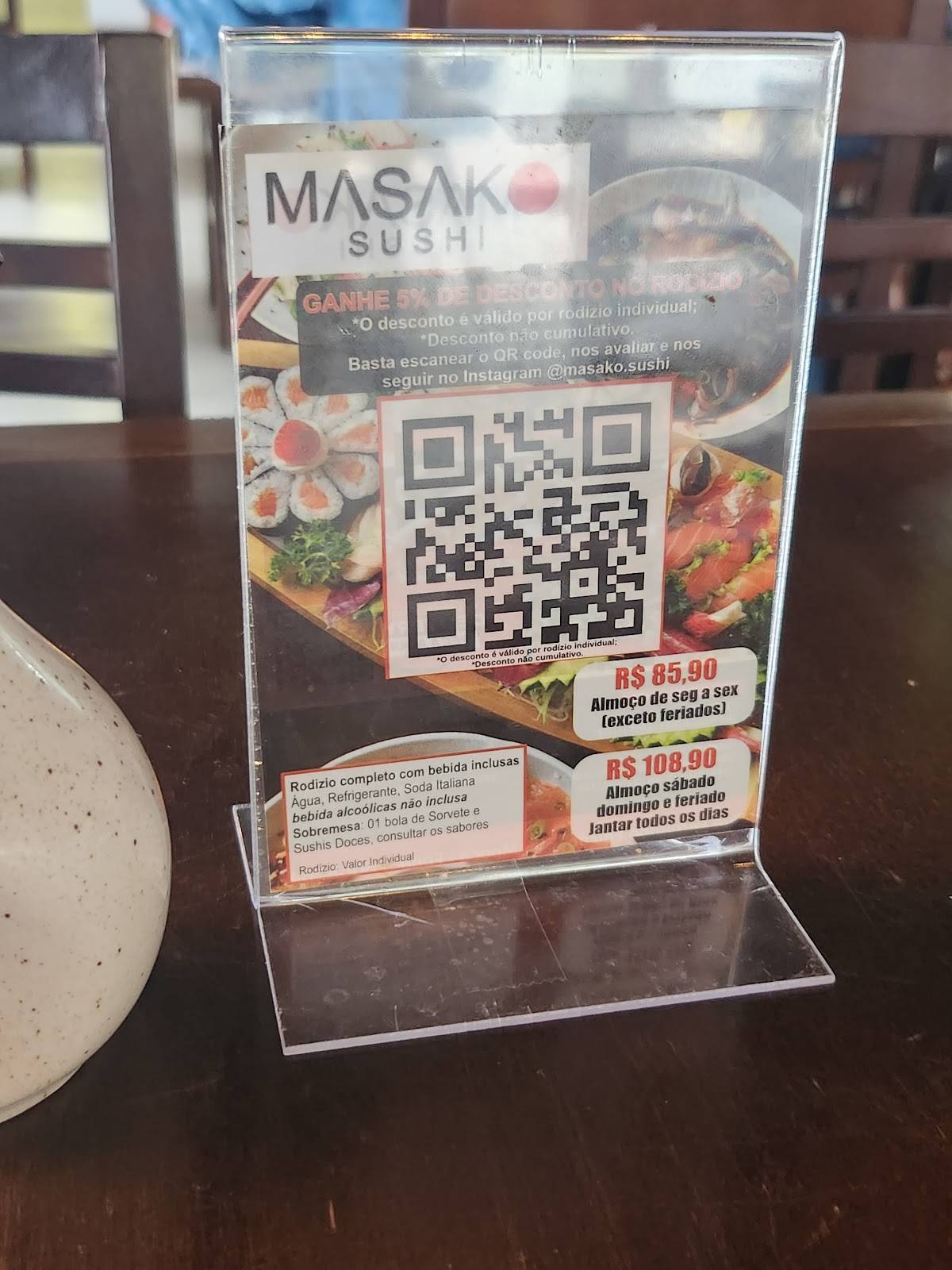 Masako Sushi Mooca cardápio