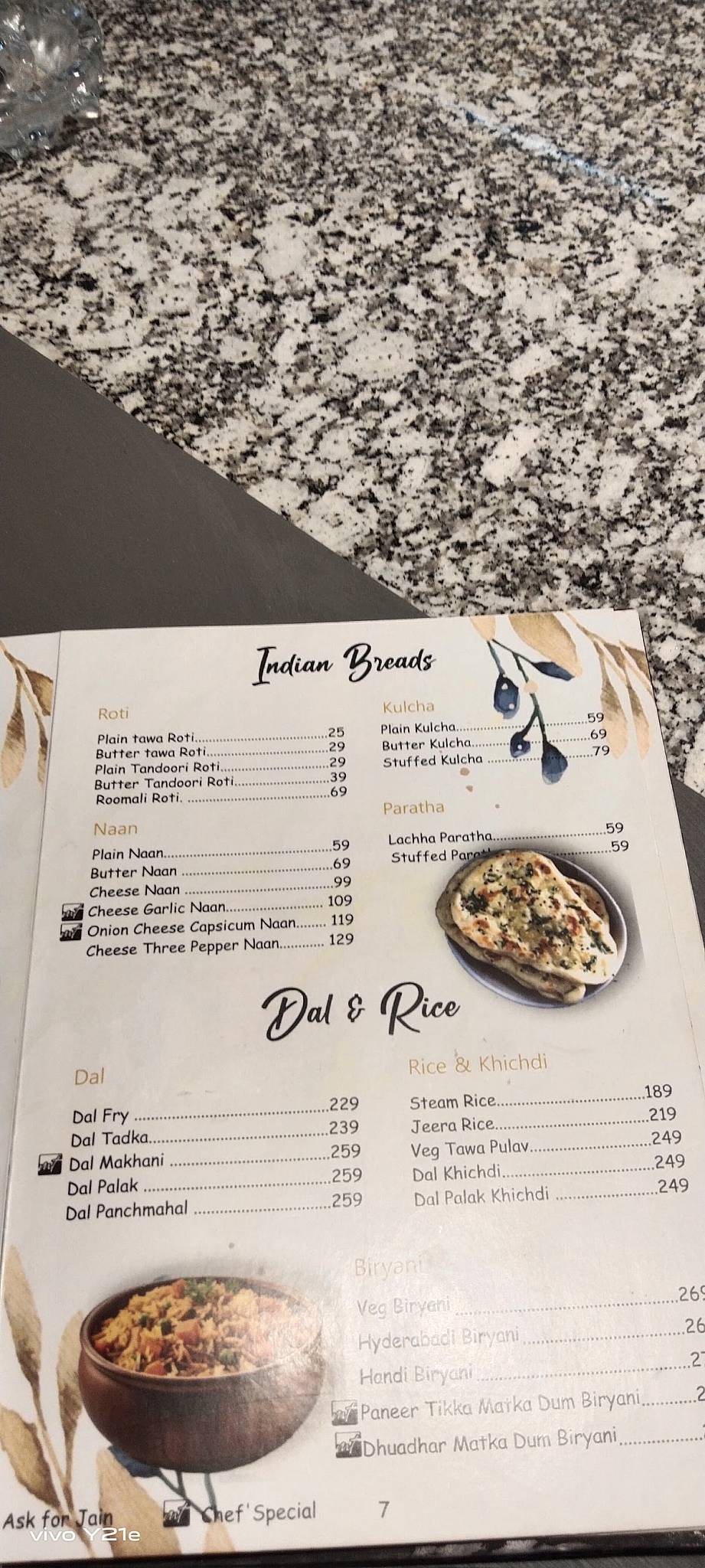 Masala Temptations menu