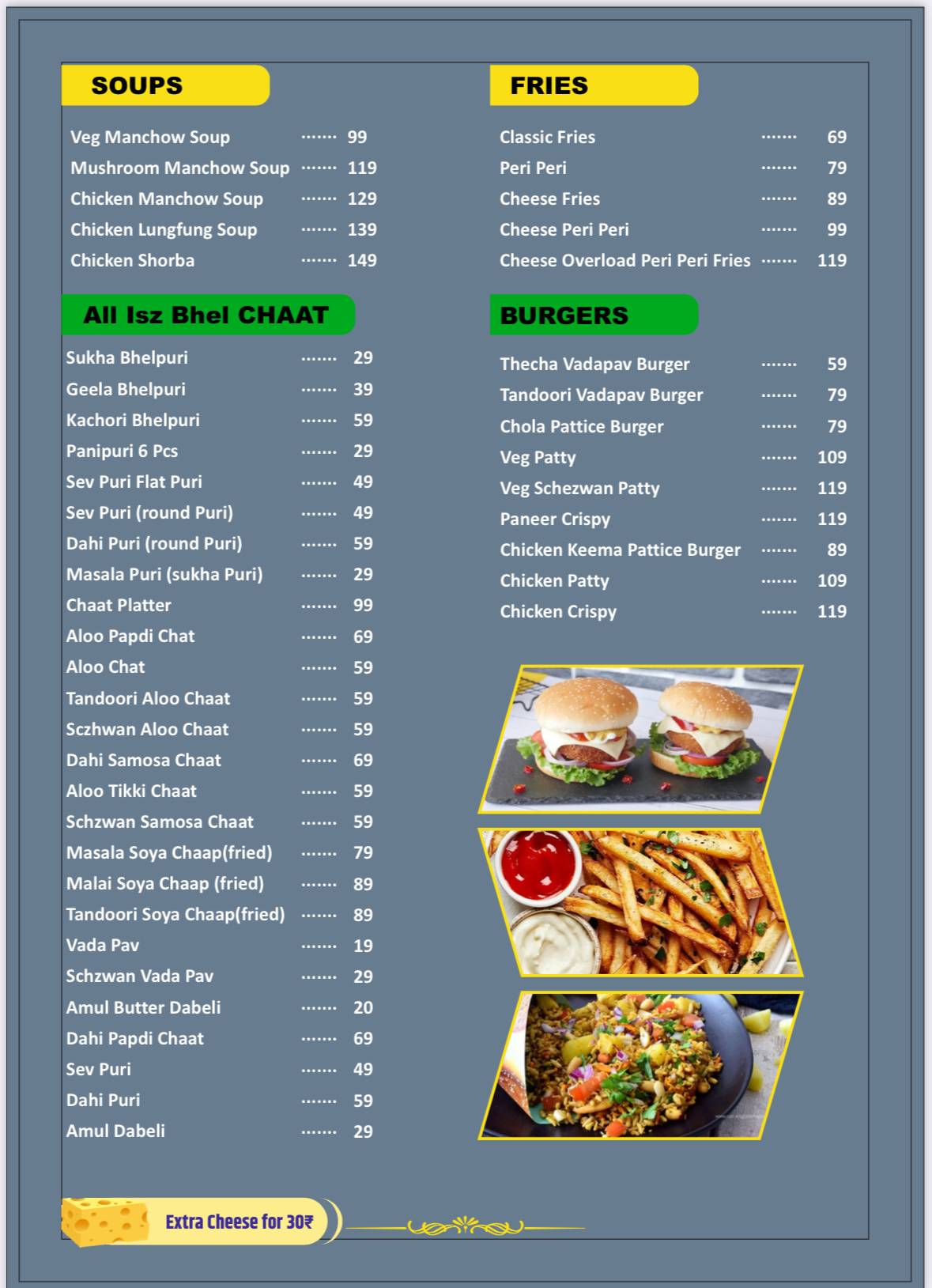 Masters Sandwiich menu