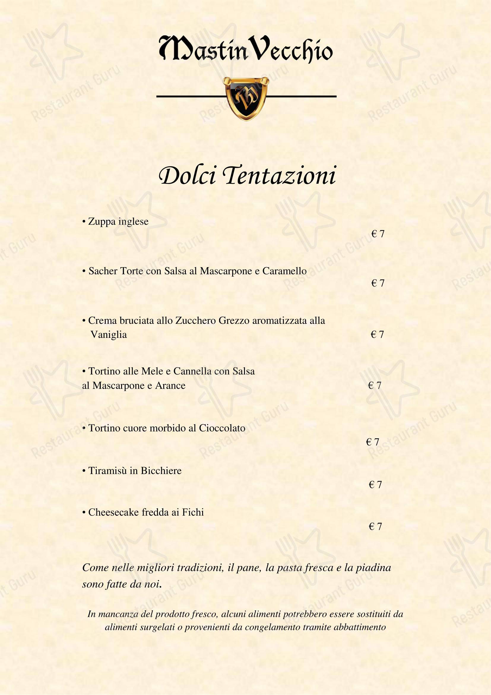 Menu per Mastin Vecchio in Gradara