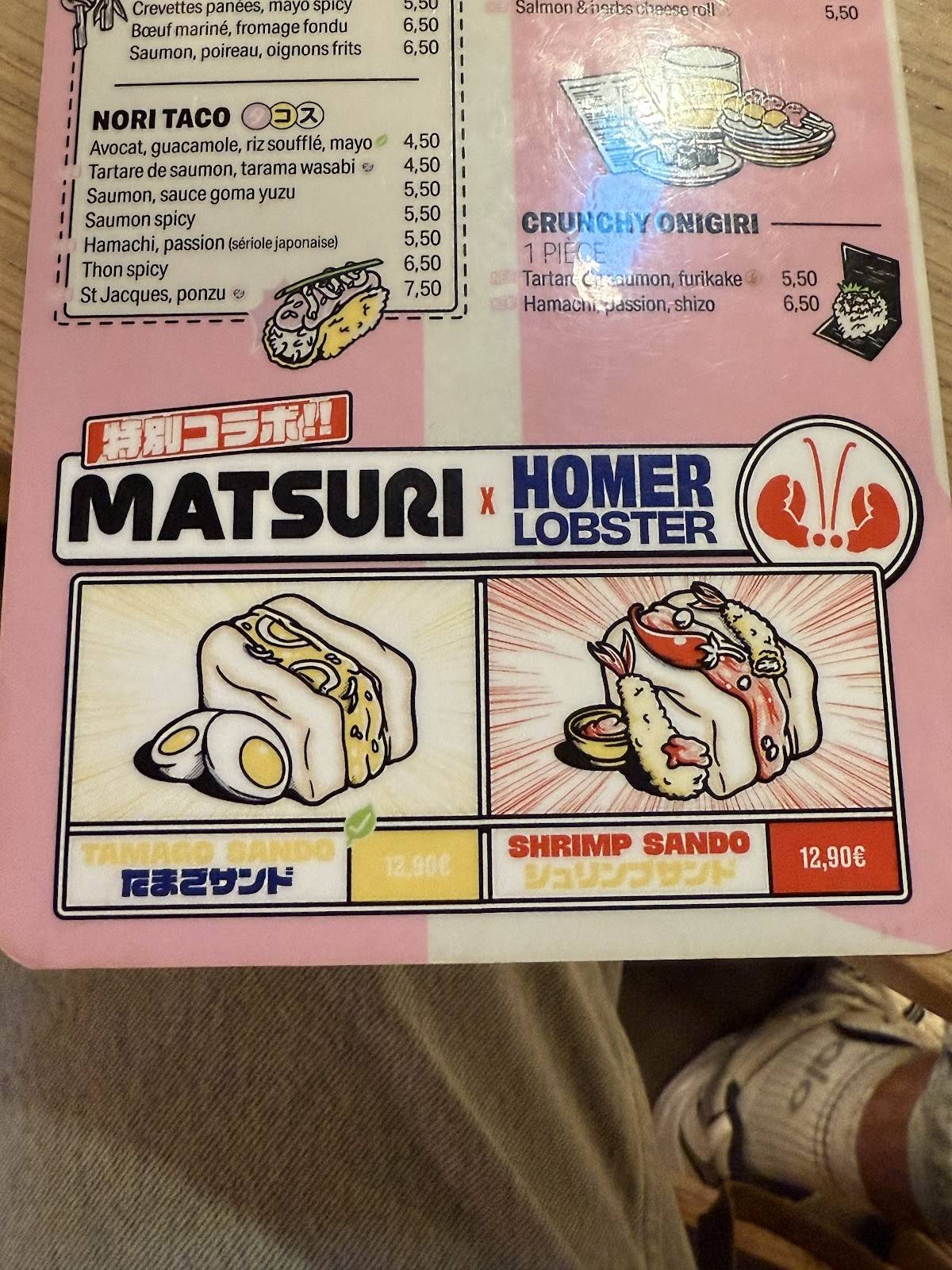 Menu de Matsuri Boétie