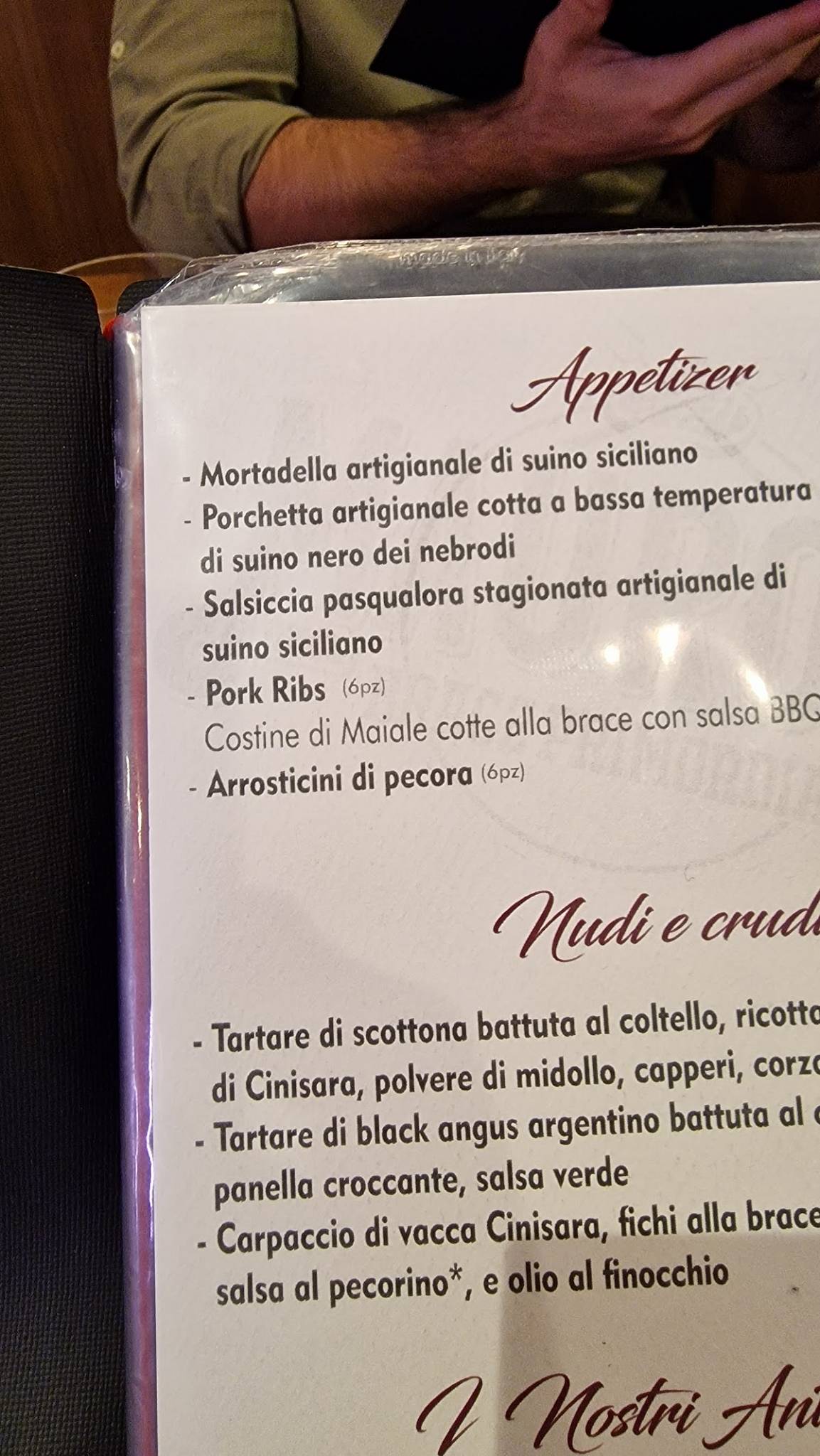 Menu di Maurone-Brace Primordiale 