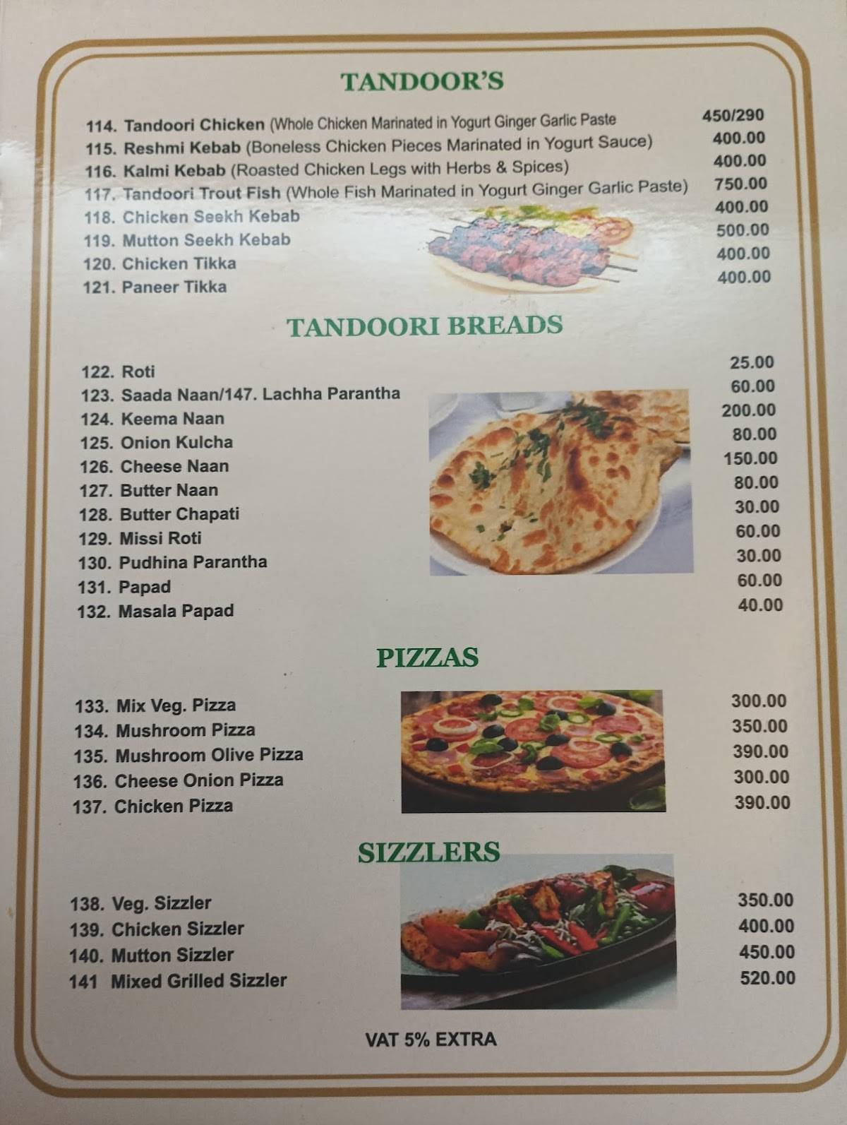 Mayur Restaurant menu