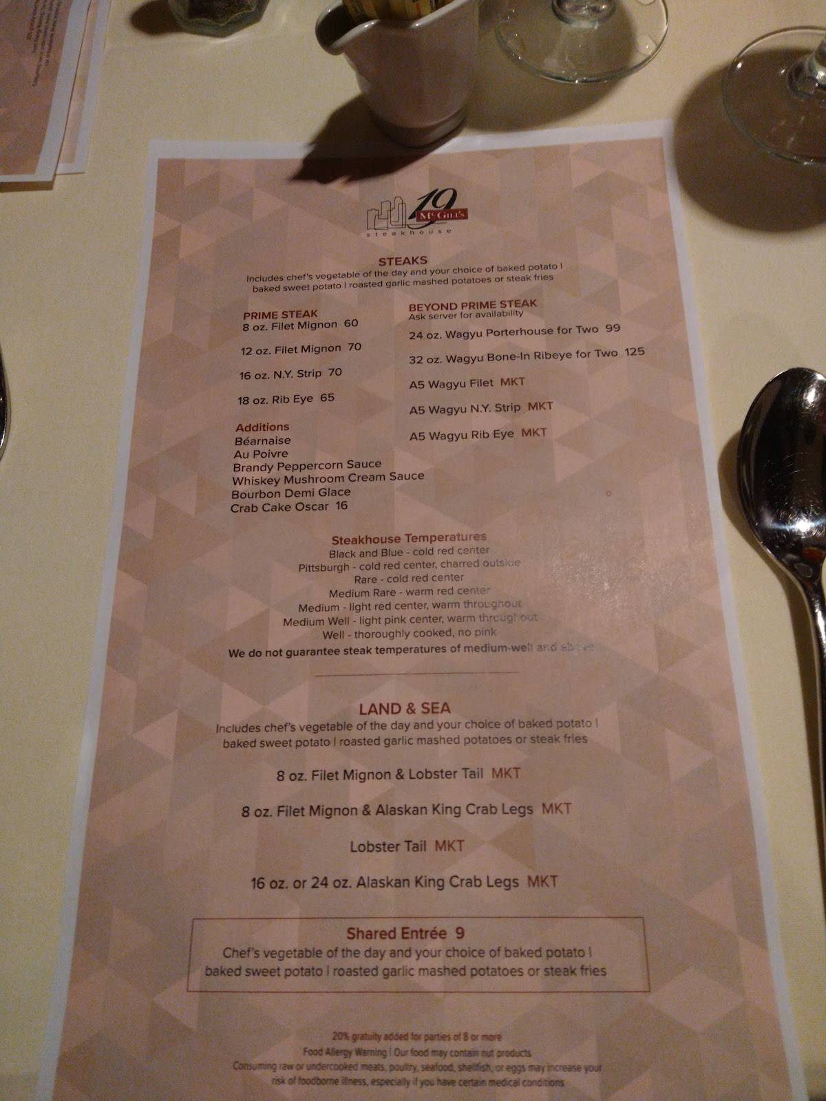 Menu at Carvers on 19 steakhouse, Catoosa