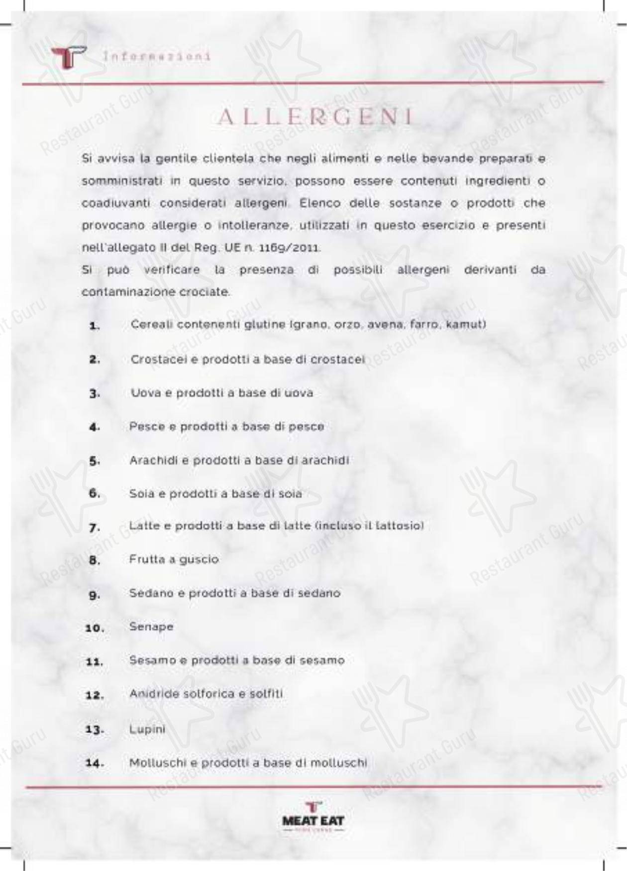 菜单 per Meat Eat ristorante