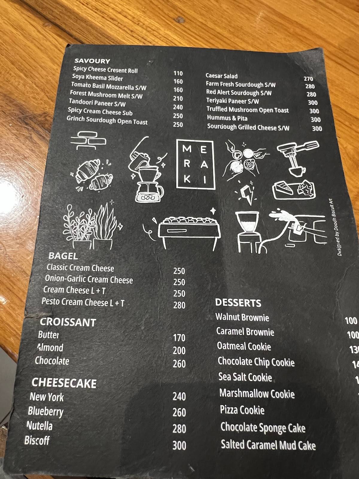 Meraki The Coffee House menu