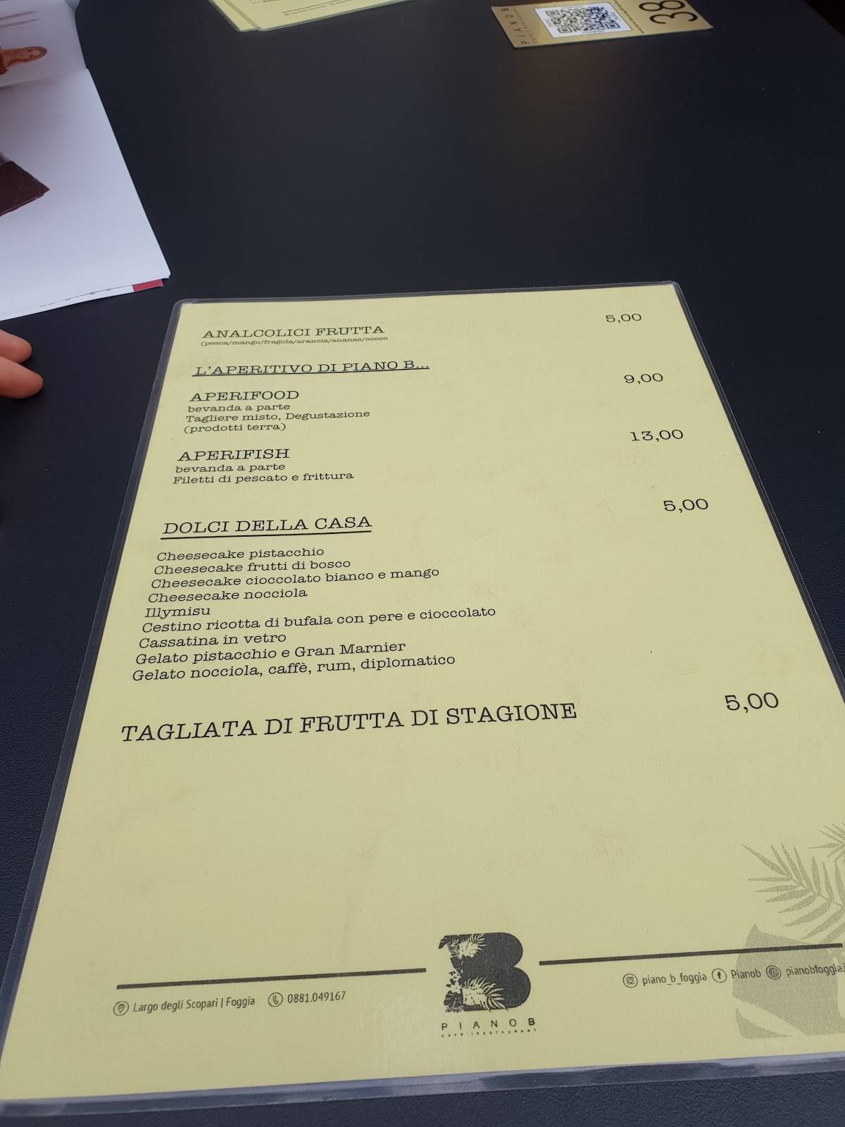 Menu di MezzoPieno by Piano B 