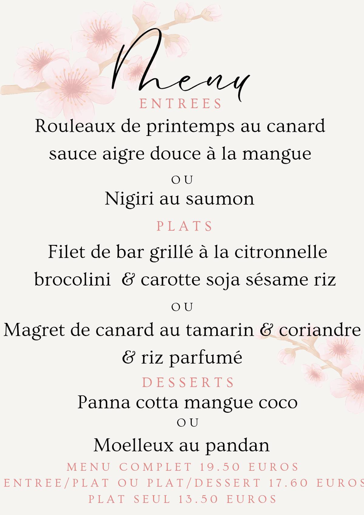 Menu de Mgl Traiteur Restaurant