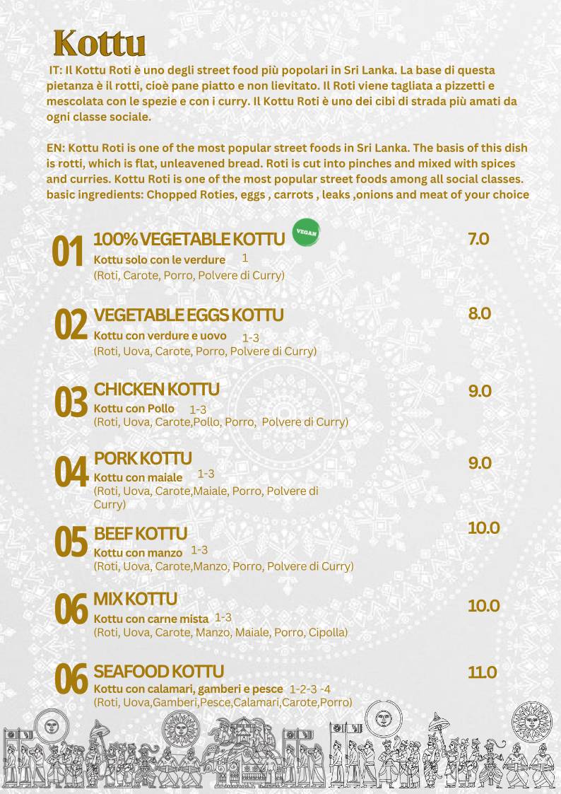 Menu de Ceylon Restaurant Sri Lankan & Indian Cuisine Milano Piazza Firenze