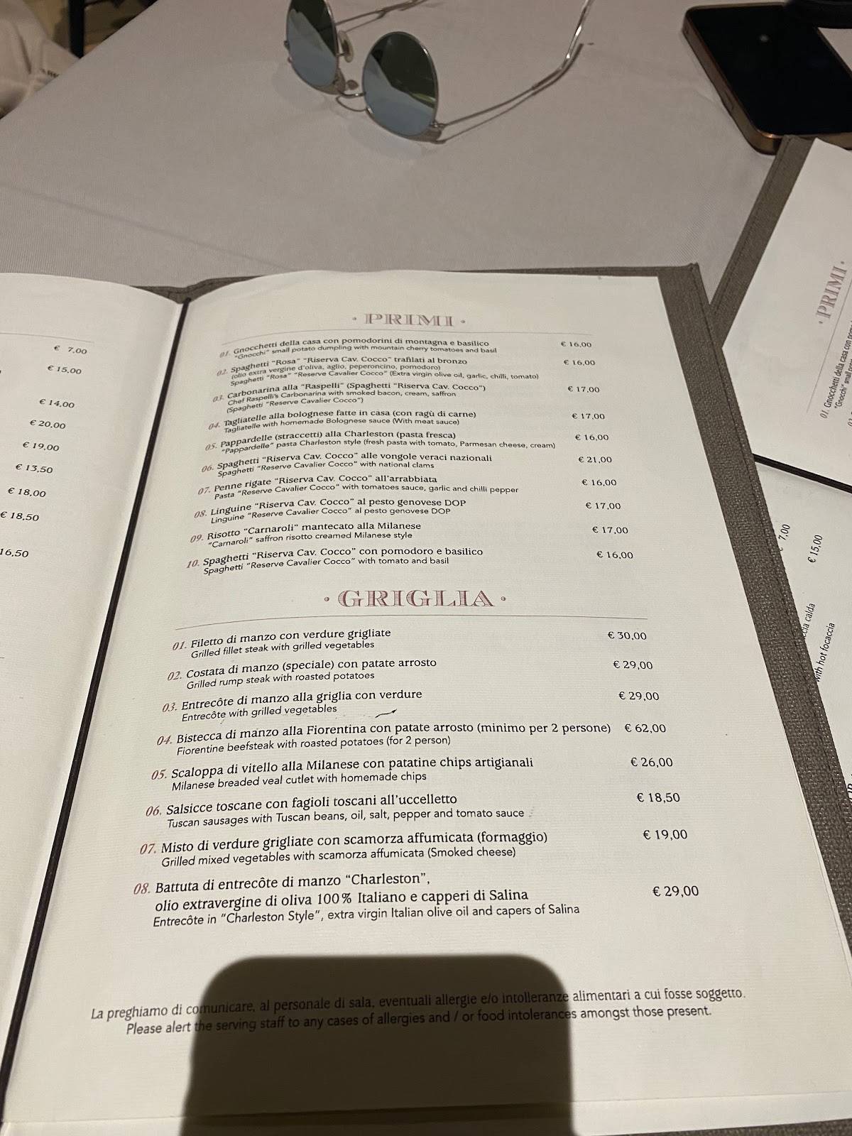 Menu di Charleston 