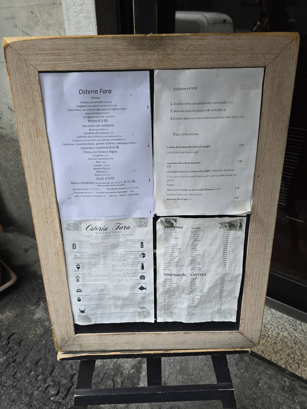 Menu di Osteria Fara 
