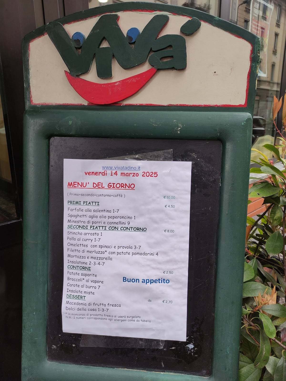 Menu di Vivá 