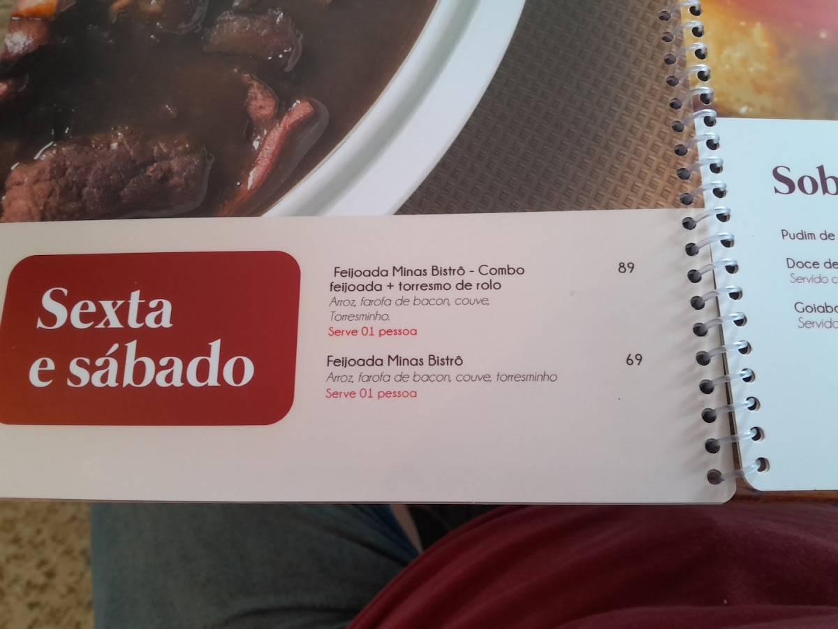 Minas Bistrô: Feijoada, Petiscos, Prato Executivo, Delivery Sudoeste Brasília DF cardápio