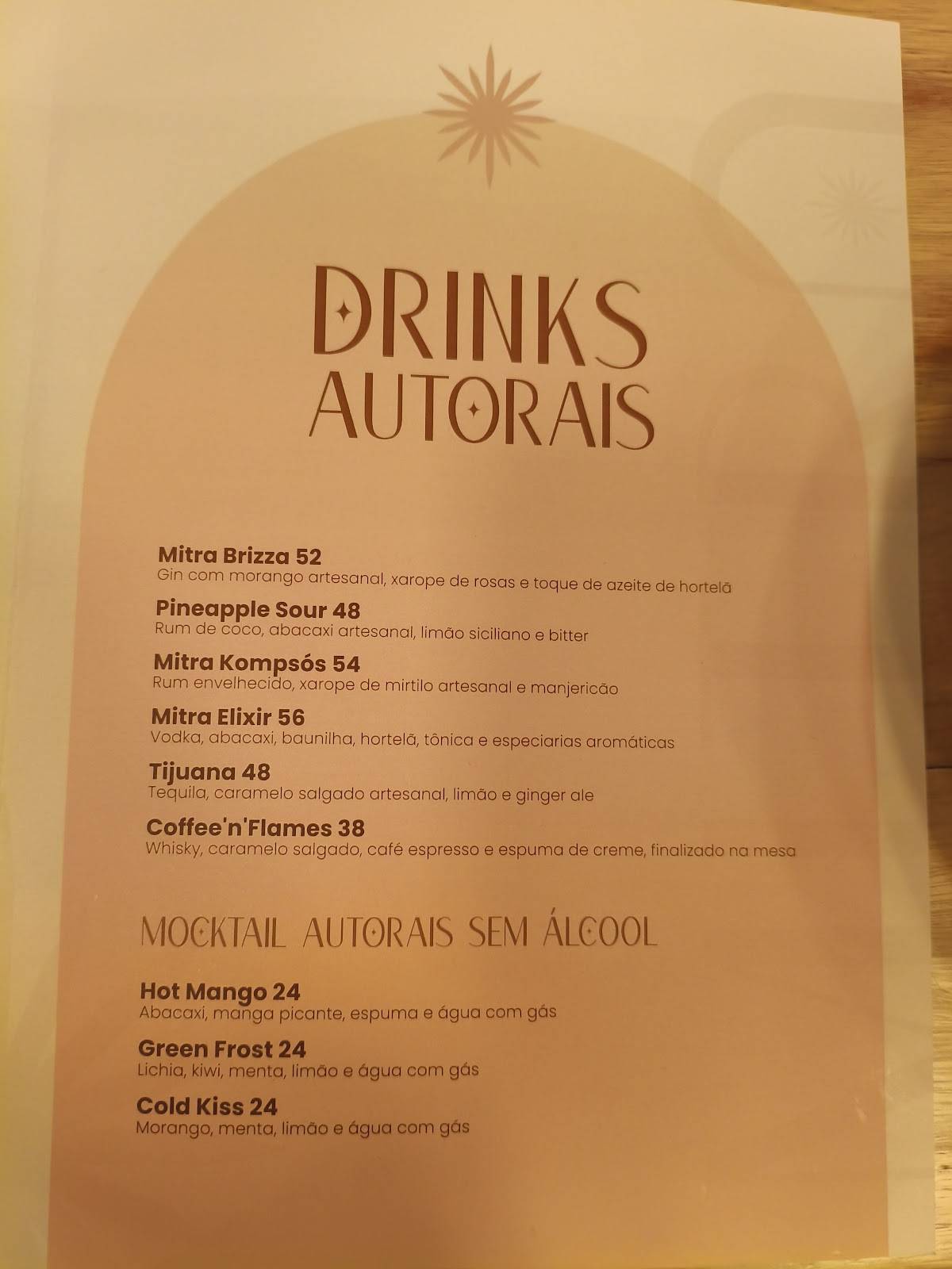 Mitra Restaurante cardápio
