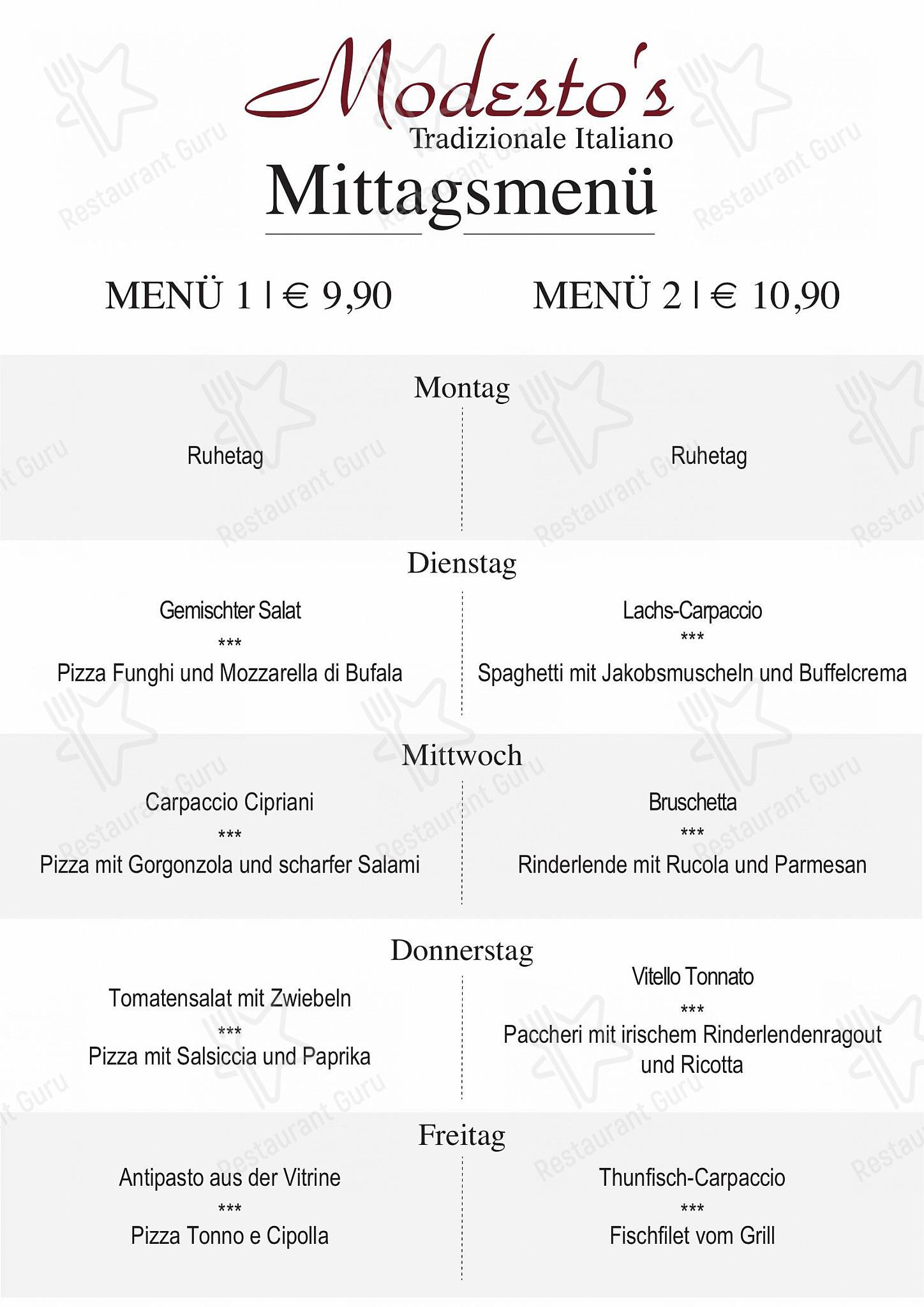 At Home Catering Menu pour Modesto's dans Vaterstetten