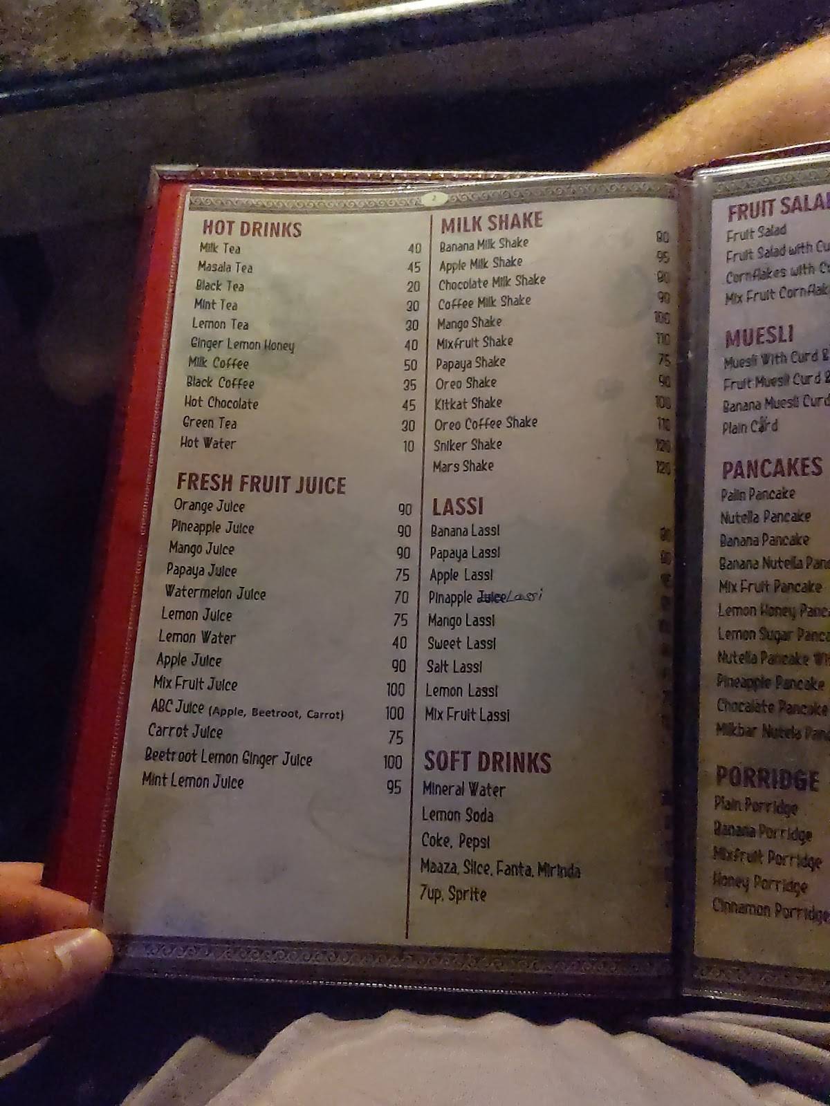 Moksha Cafe menu