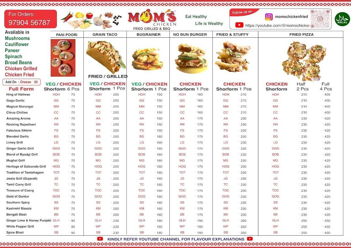 Moms Chicken menu