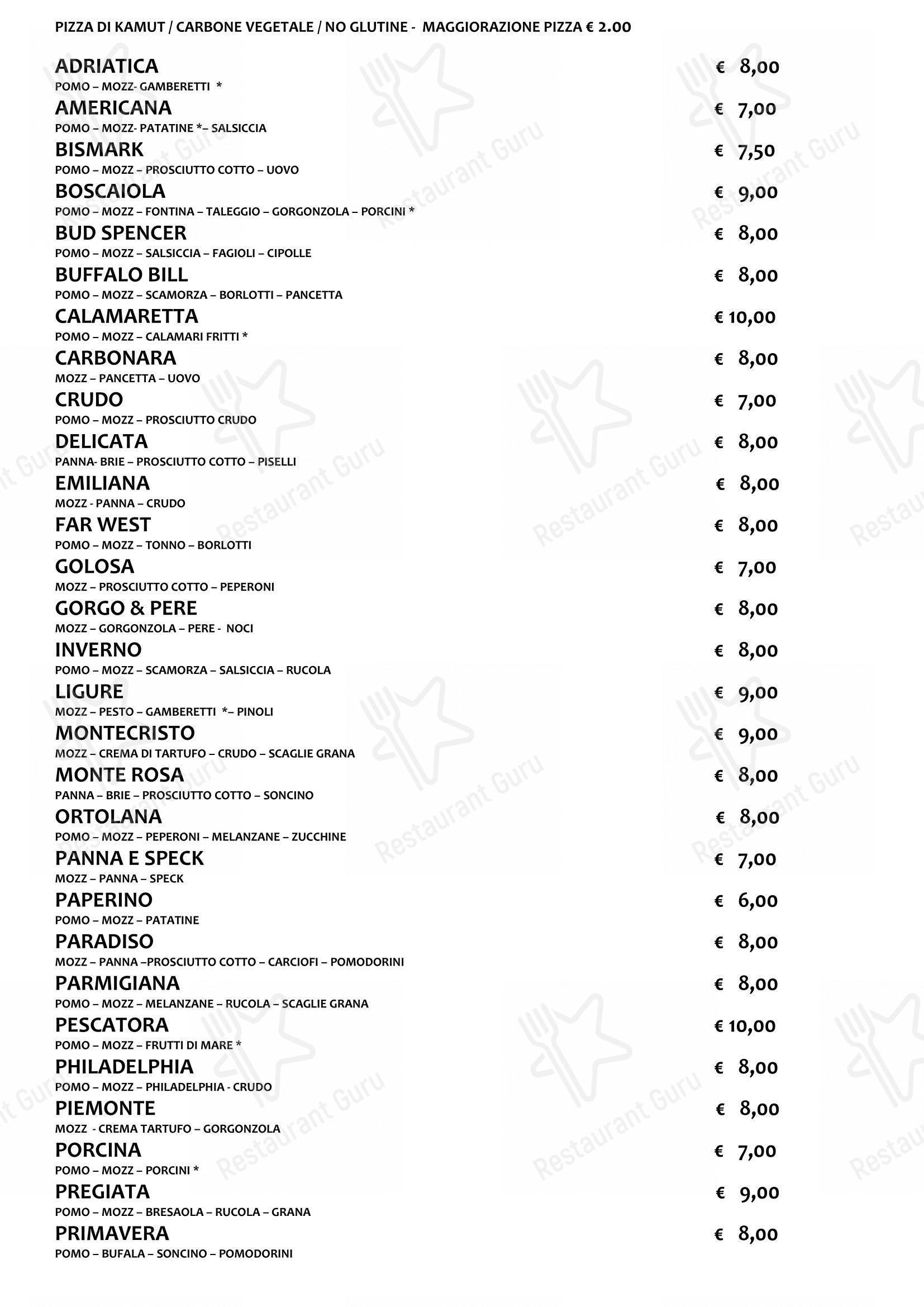 Menu di Montecristo Pub - 菜单