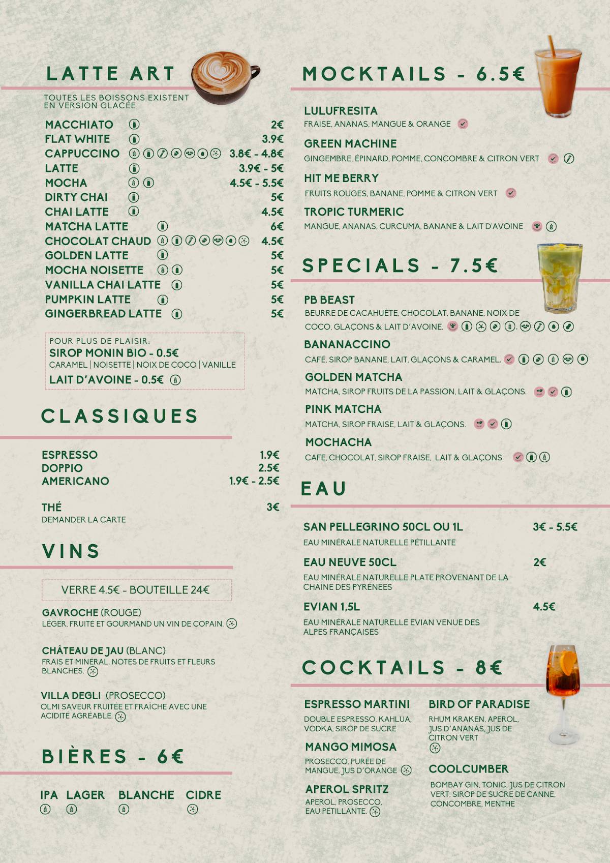 Menu de Bonobo Centre Ville