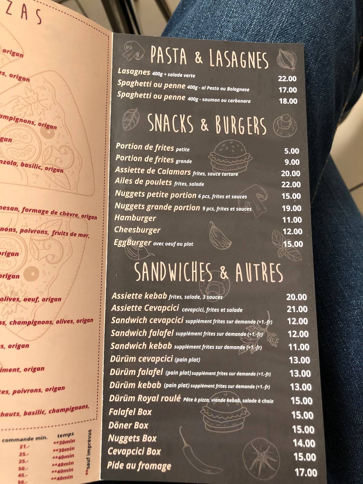 Menu di Jet Pizza Montreux 