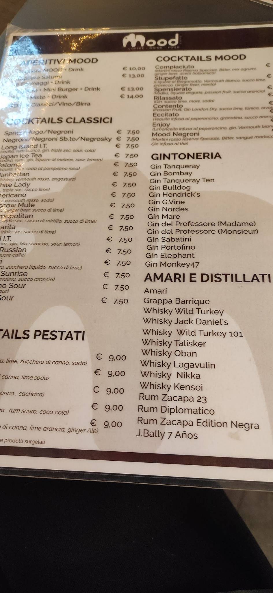 Menu di Mood Cafè 