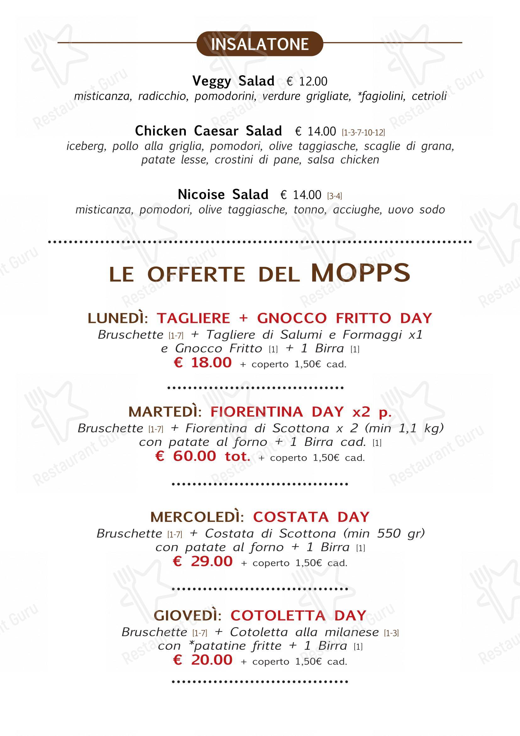 Mopps dans Saronno - Menu bar