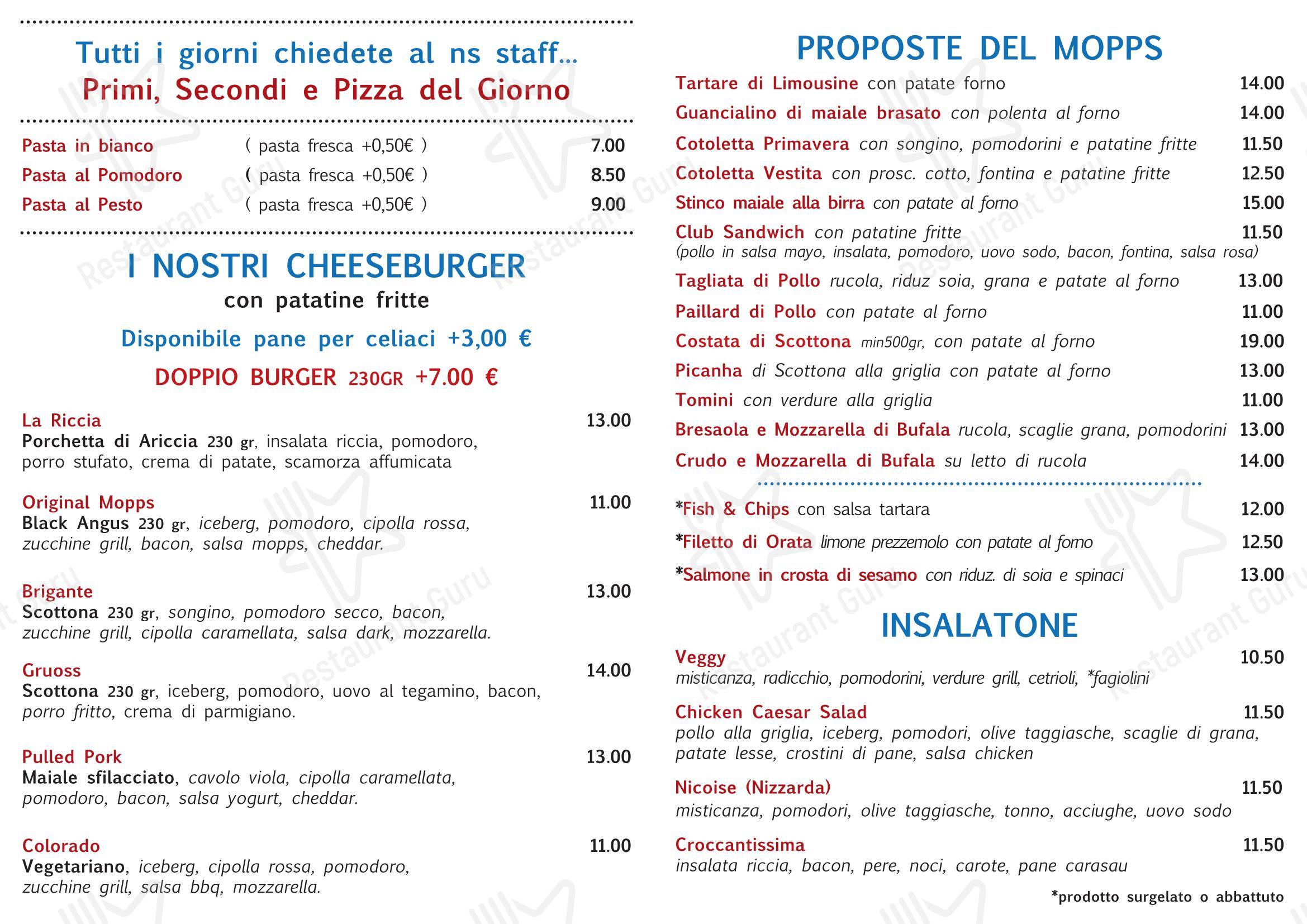 Menu pour Mopps - Menu