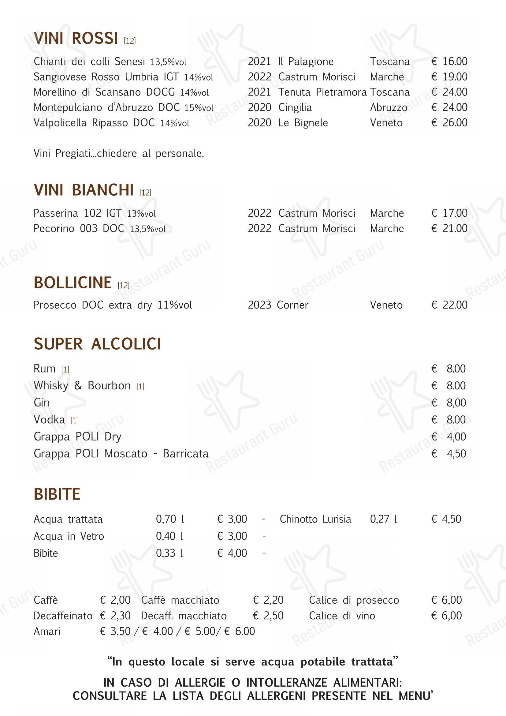 Menu bar pour Mopps pub et bar