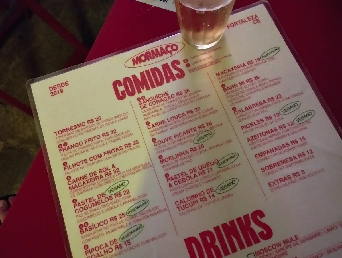 Mormaço Bar cardápio