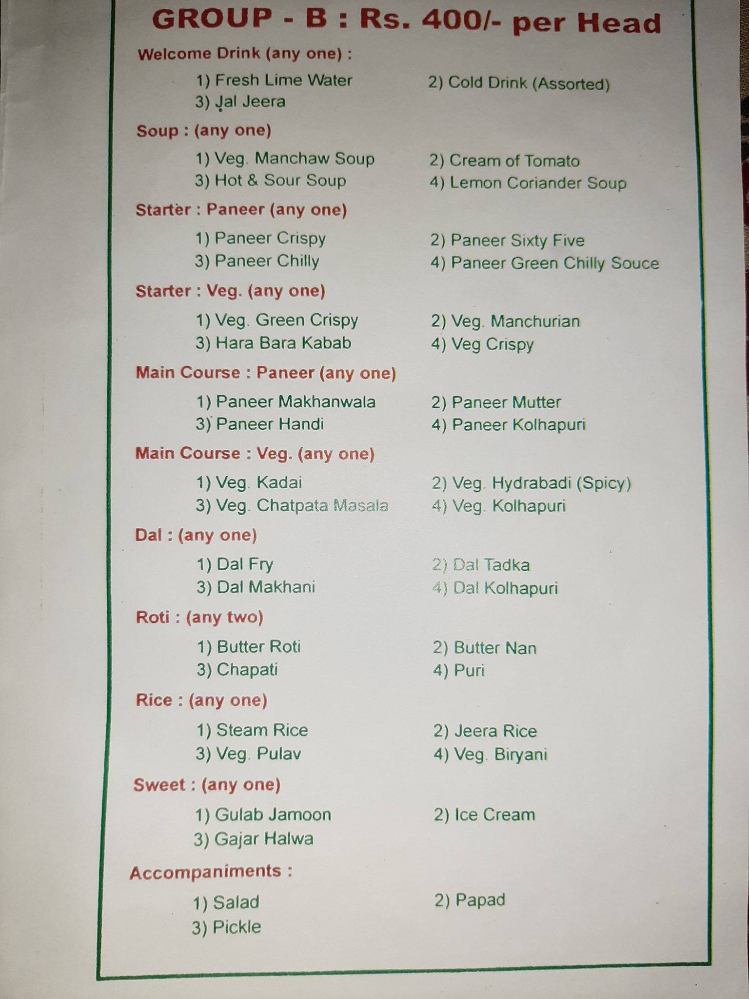 Morya Veg Kitchen menu