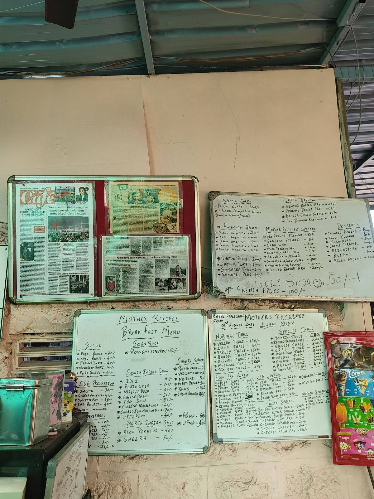 Mother Recipes menu