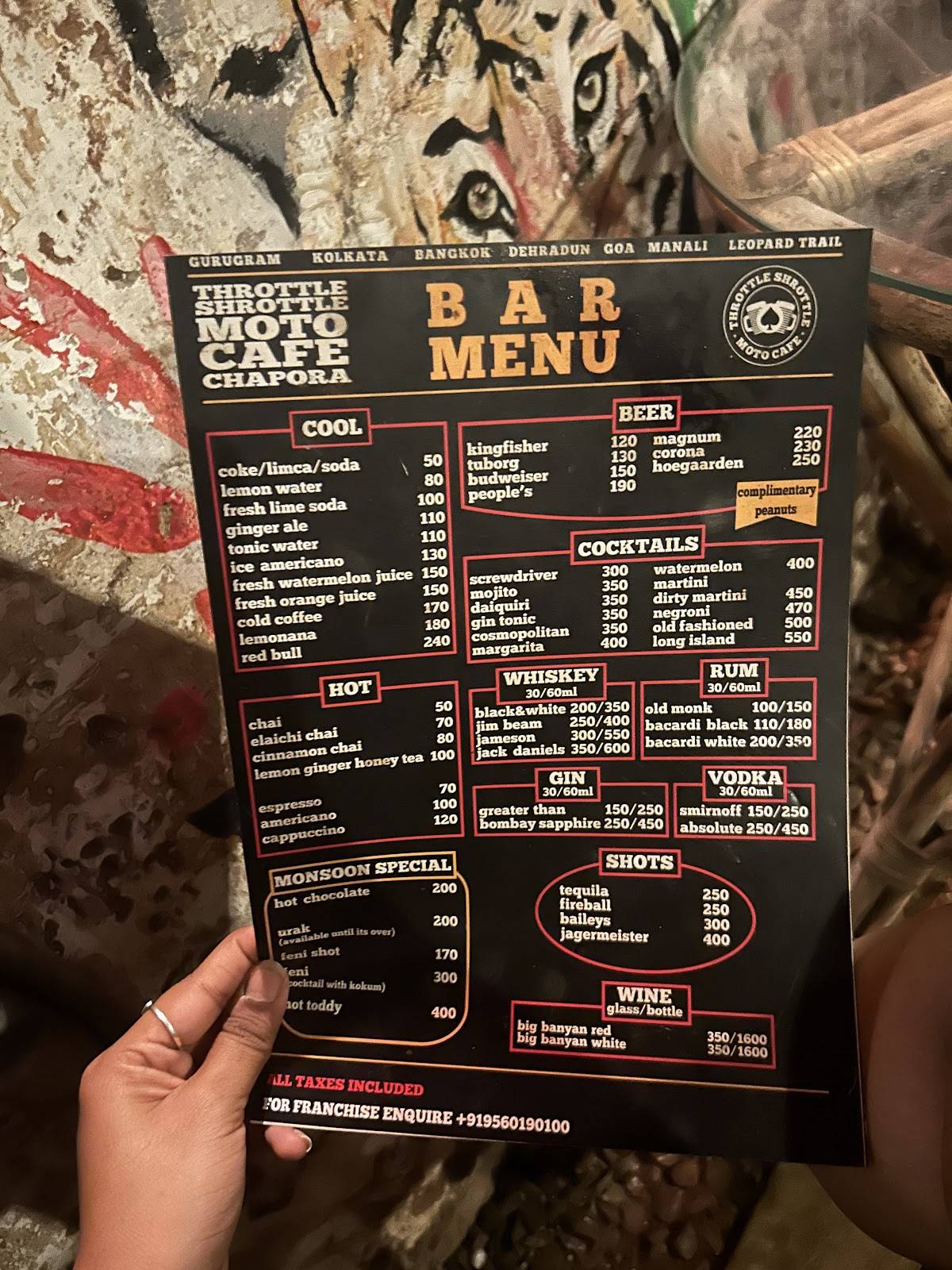 Moto Cafe Chapora menu