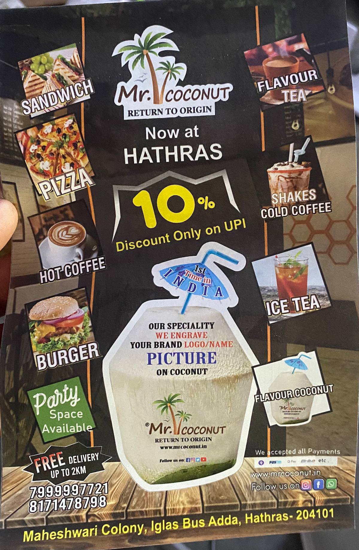 Menu at Mr.Coconut Cafe Barbeque And Resturant, Hathras