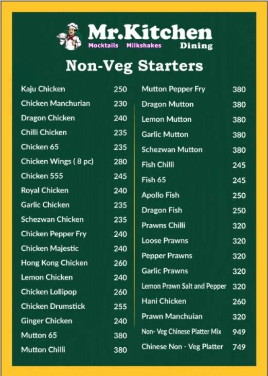 Mr.Kitchen Dining menu