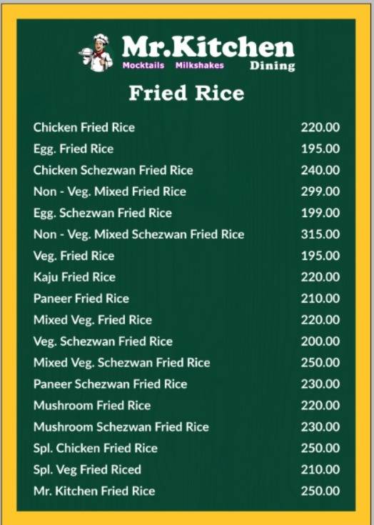 Mr.Kitchen Dining menu