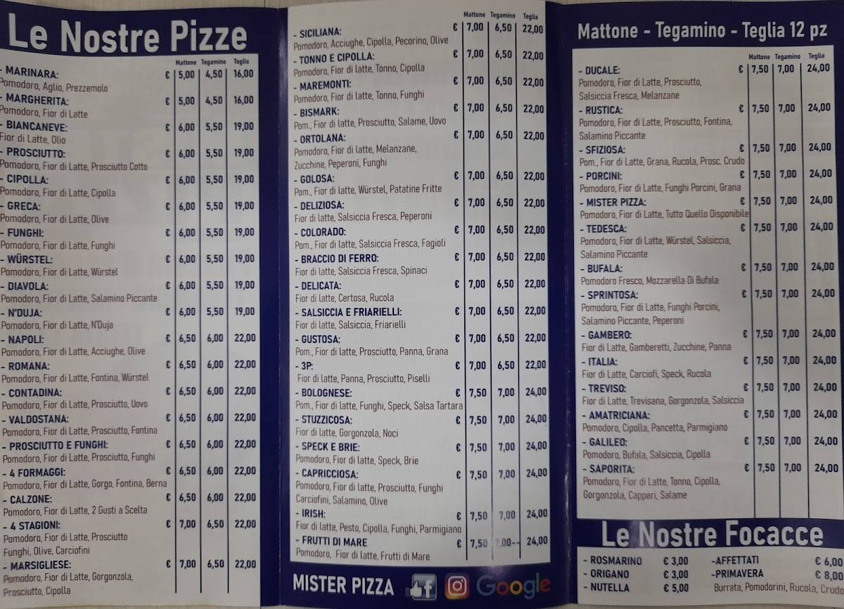 Menu di Mr. Pizza 