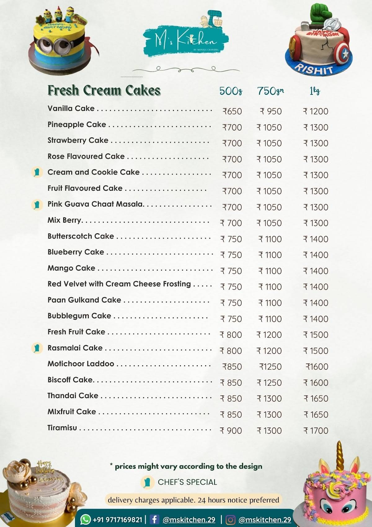 M's Kitchen - Home Baker menu