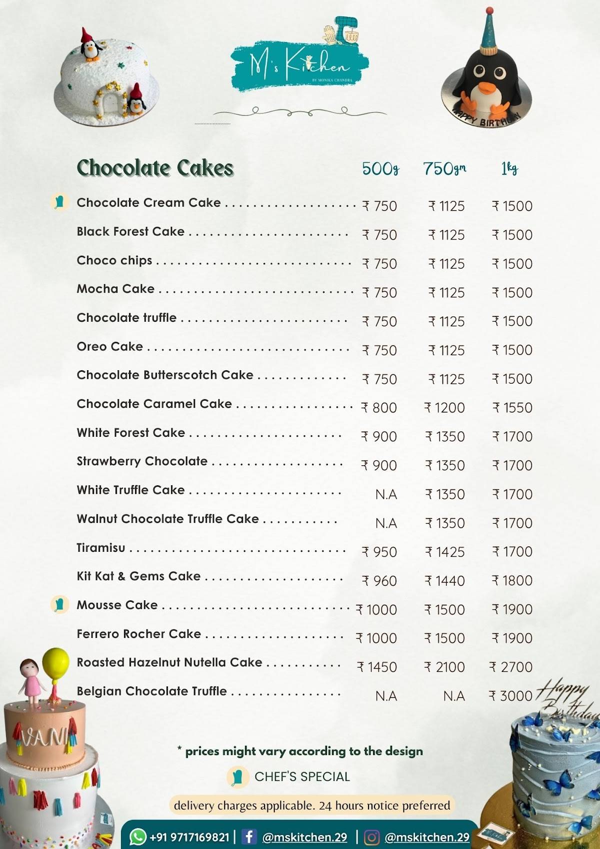 M's Kitchen - Home Baker menu