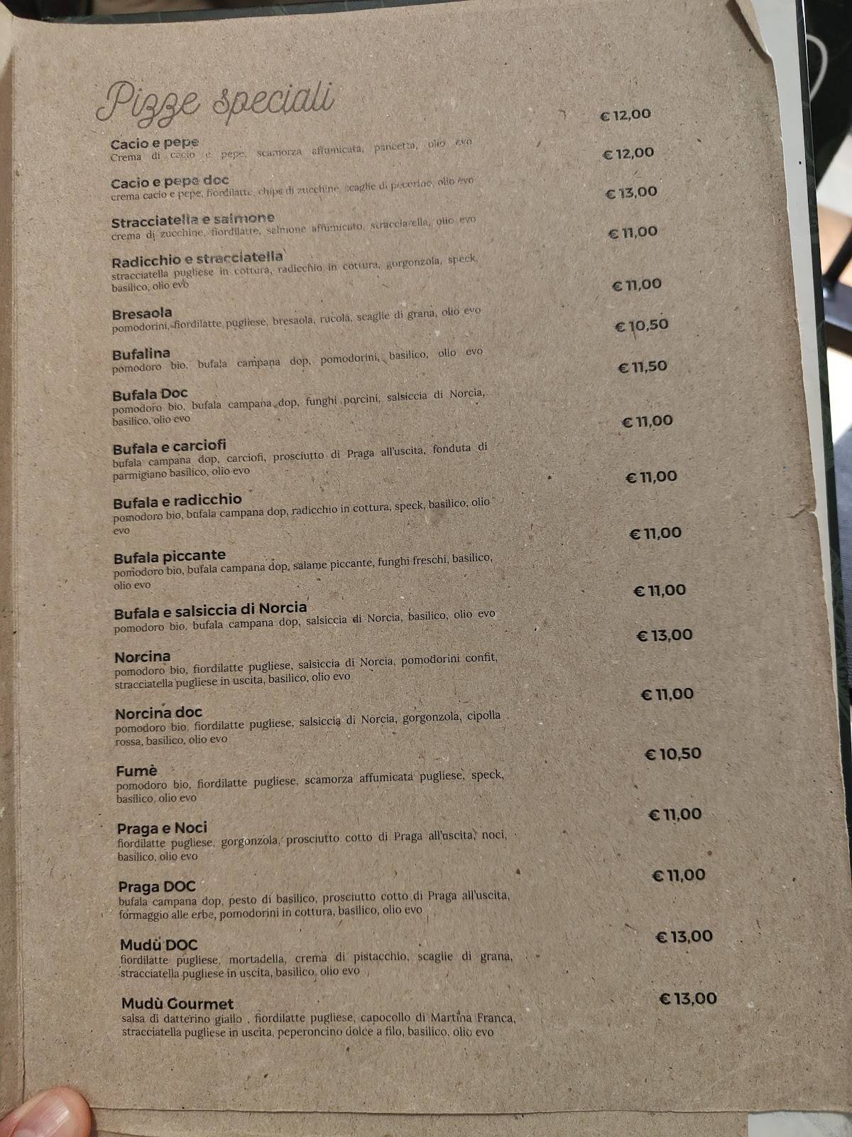 Menu di MUDU' 