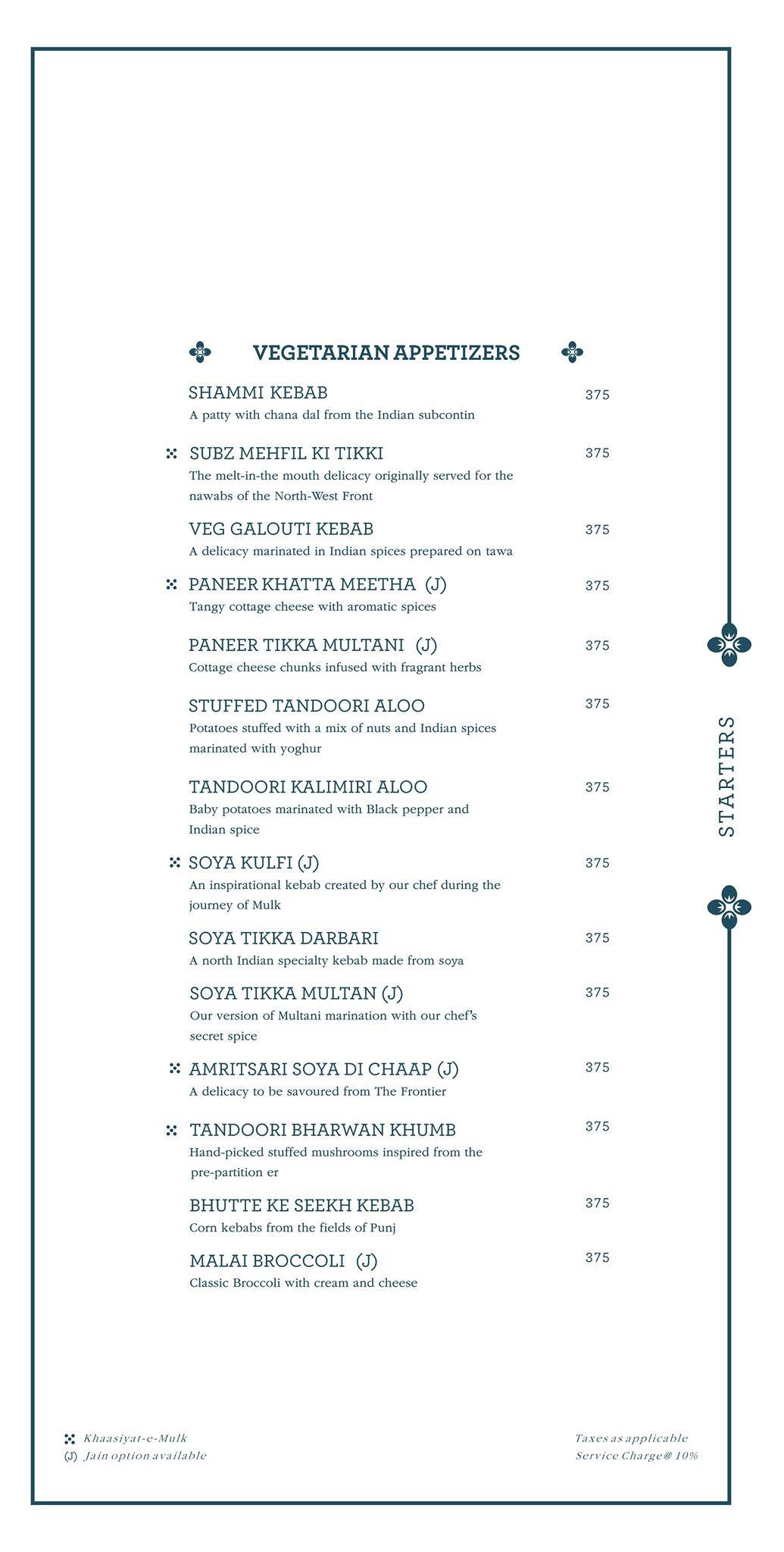 Mulk menu