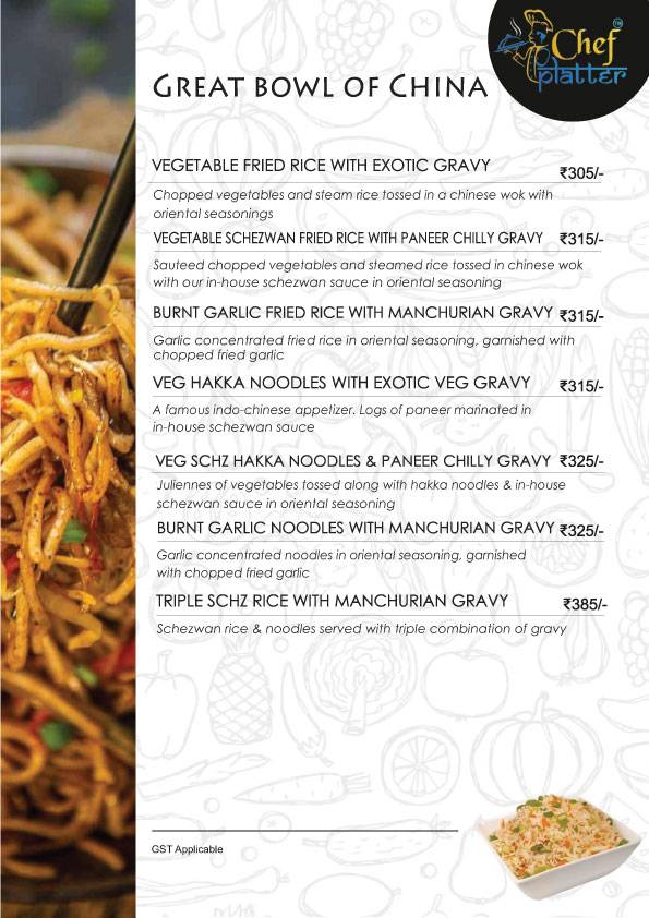 Chef Platter Bandra's Veg Family Restaurant menu