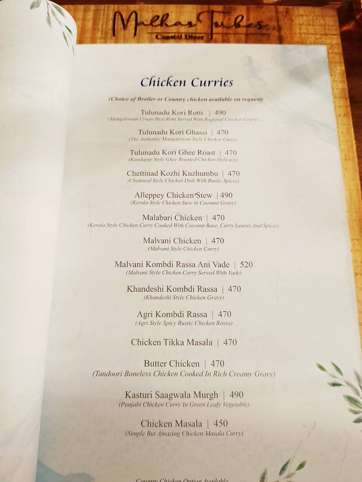 Malhar Tribes Restaurant Bar menu