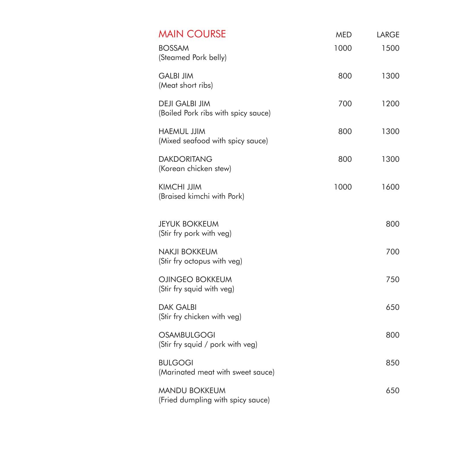 Origami Japanese & Korean Restaurant menu