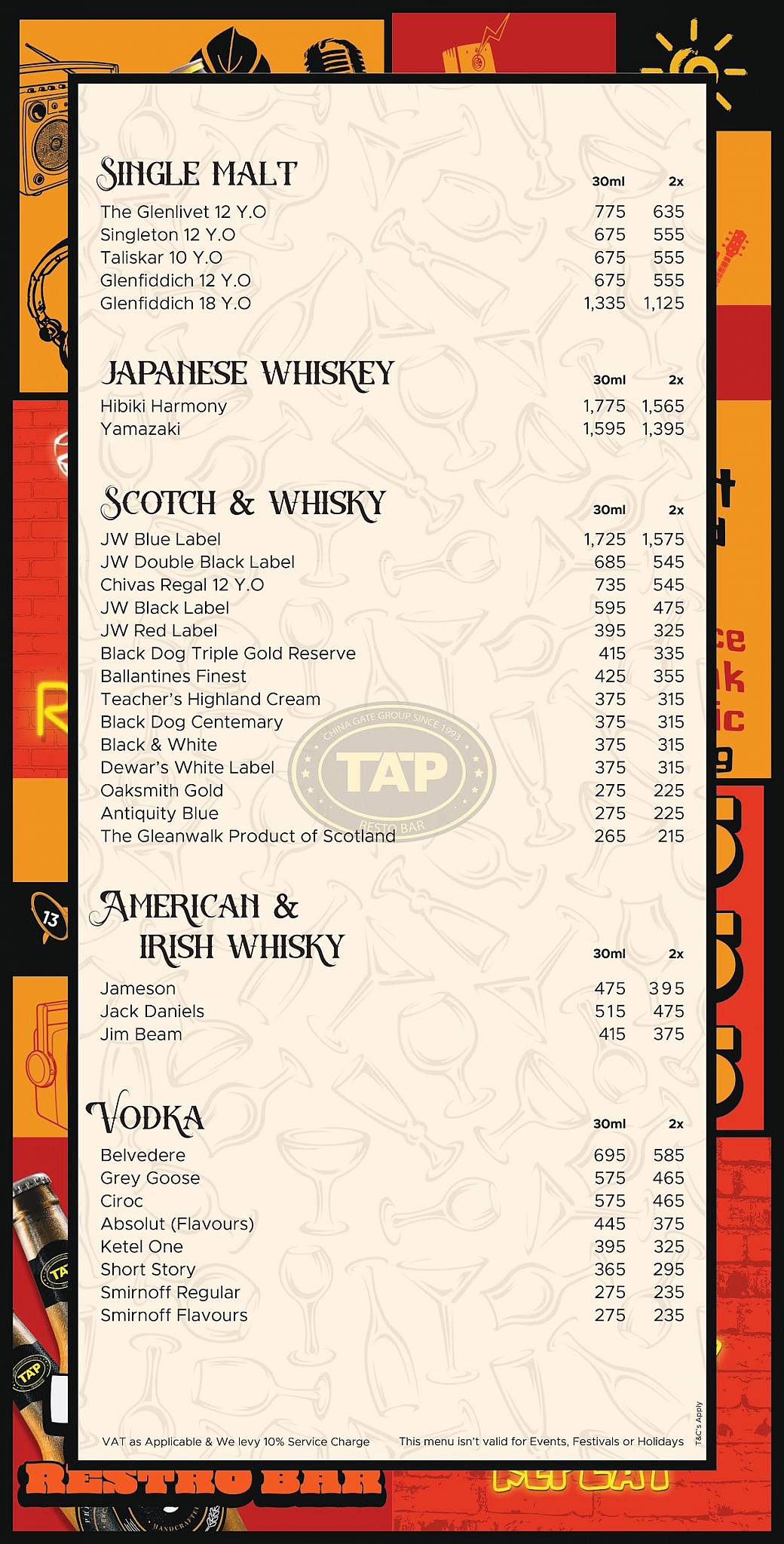 TAP Resto Bar Worli menu