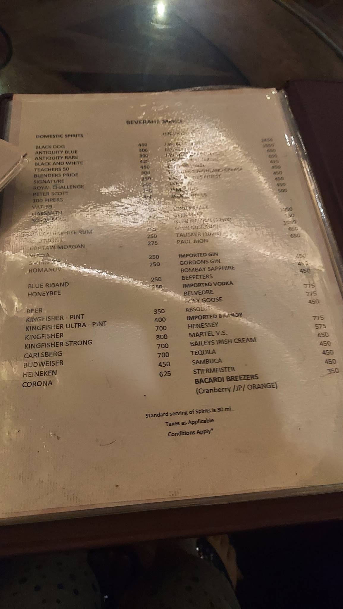 Tangerine menu